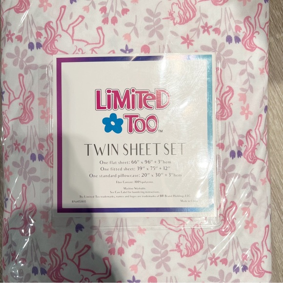 Limited Too Unicorn Flowers Twin Sheet Set - Picture 2 of 2